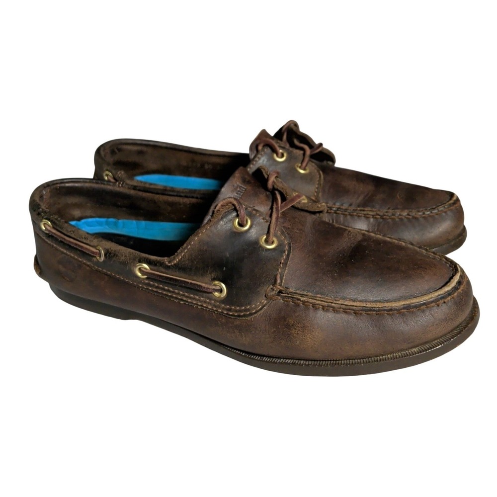 Timberland Classic 2 Eye Mens Loafers Mens Size 11M Boat Shoes Brown Leather